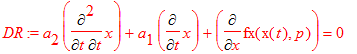 DR := a[2]*Diff(x,t,t)+a[1]*Diff(x,t)+Diff(fx(x(t),p),x) = 0